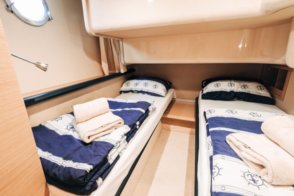 Cabin on Lou Ann, a Azimut 43 S motorboat at Seget Donji, Croatia
