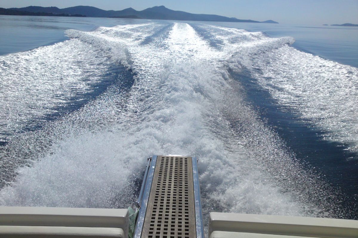 Exterior view of Lou Ann, a Azimut 43 S motorboat at Seget Donji, Croatia