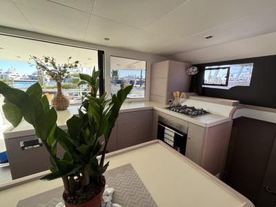 Galley of El Mar, a Dufour 48 Cat catamaran at Sant Antoni de Portmany, Spain