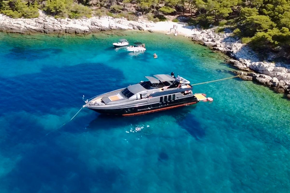 Exterior view of Marshall, a Posillipo Technema 82 yacht at Split, Croatia