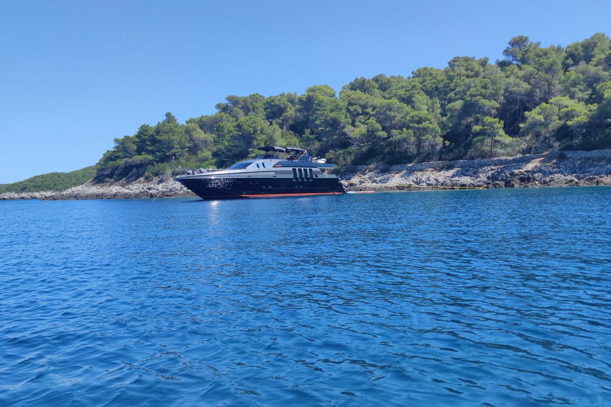 Exterior view of Marshall, a Posillipo Technema 82 yacht at Split, Croatia