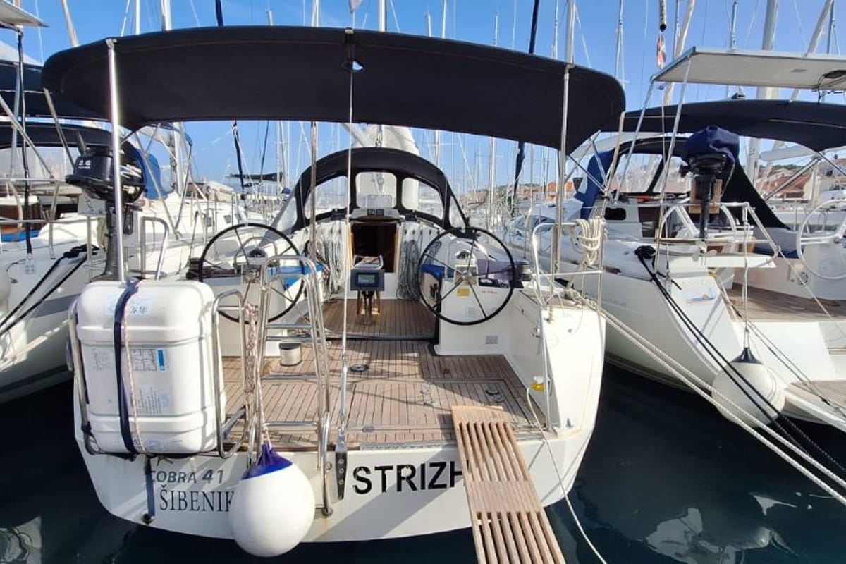 Cockpit of Strizh, a Cobra Yachts Cobra 41 sailboat at Grad Šibenik, Croatia