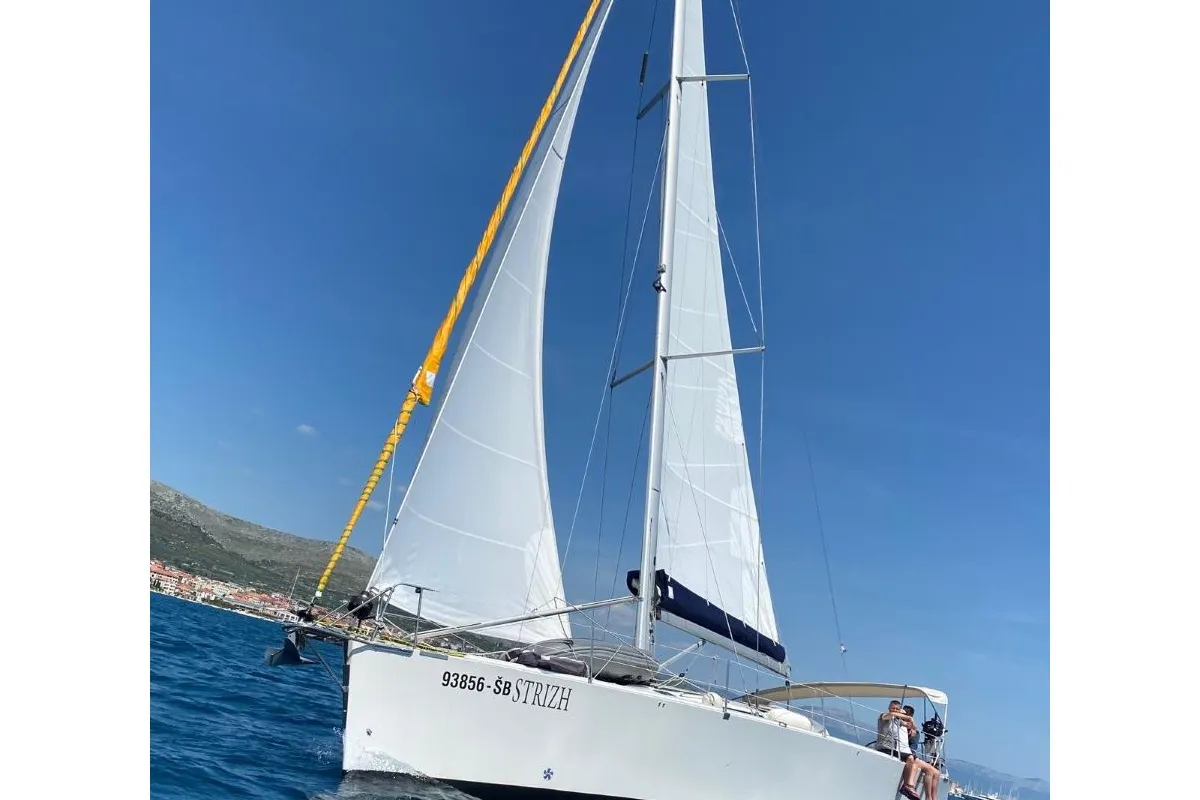 Exterior view of Strizh, a Cobra Yachts Cobra 41 sailboat at Grad Šibenik, Croatia
