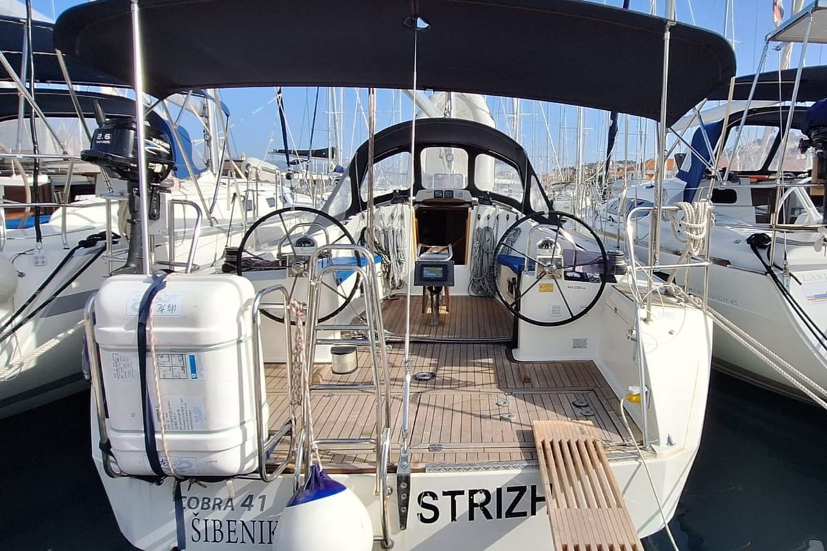 Cockpit of Strizh, a Cobra Yachts Cobra 41 sailboat at Grad Šibenik, Croatia