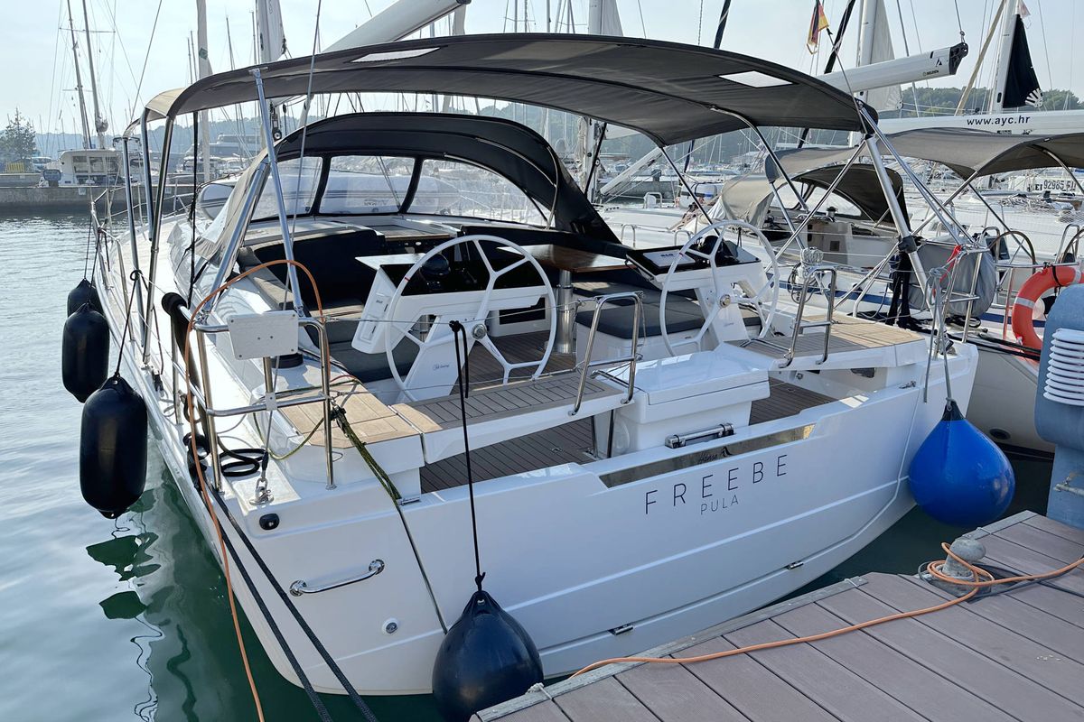 Cockpit of Freebe, a Hanse Yachts Hanse 460 sailboat at Grad Pula, Croatia