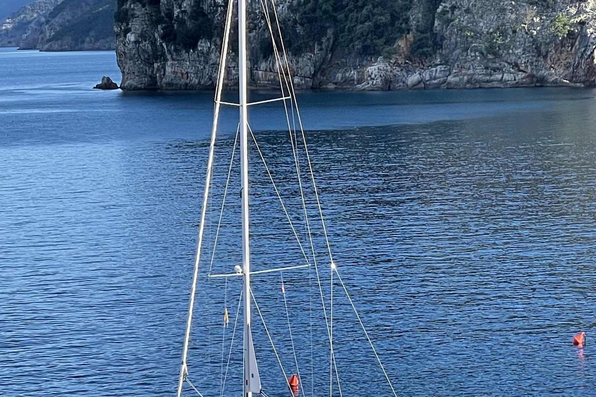 Exterior view of Freebe, a Hanse Yachts Hanse 460 sailboat at Grad Pula, Croatia