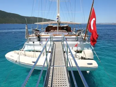 Deck of Caner 4, a Custom Made Caner 4 yacht at Bodrum, Turkey
