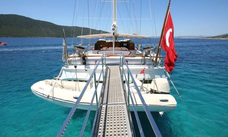 Deck of Caner 4, a Custom Made Caner 4 yacht at Bodrum, Turkey