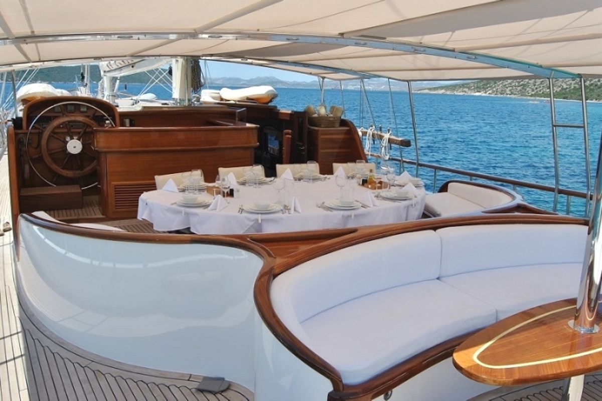 Deck of Caner 4, a Custom Made Caner 4 yacht at Bodrum, Turkey