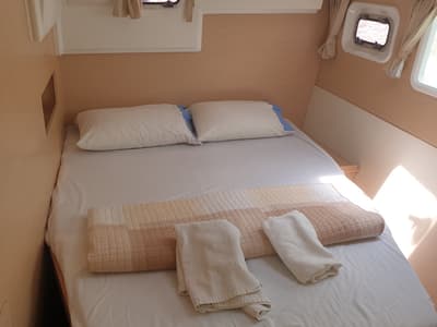 Cabin on Tramontana, a Lagoon 400 catamaran at Municipal Unit of Nea Peramos, Greece
