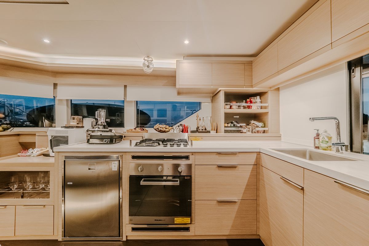 Galley of Tri-Wing, a Lagoon 55 catamaran at Grad Kaštela, Croatia