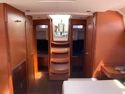 Salon of Salted Caramel, a Dufour 460 GL sailboat at Lavreotiki Municipal Unit, Greece