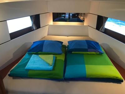 Cabin on Baby Dory, a Beneteau Oceanis 38.1 sailboat at Općina Baška Voda, Croatia