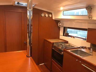Galley of Baby Dory, a Beneteau Oceanis 38.1 sailboat at Općina Baška Voda, Croatia