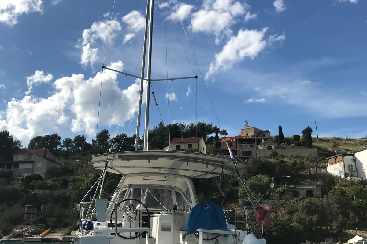 Exterior view of Baby Dory, a Beneteau Oceanis 38.1 sailboat at Općina Baška Voda, Croatia