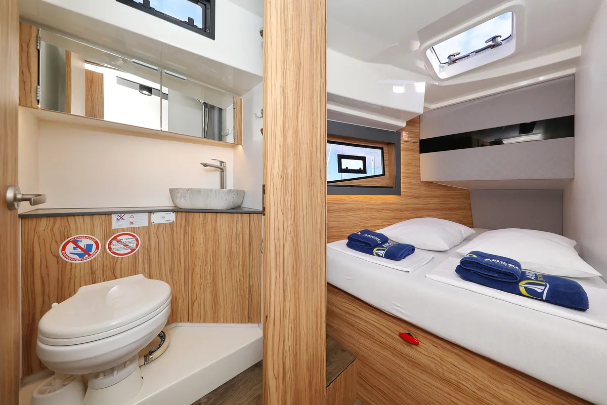 Head on Fortuna, a Cobra Yachts Seamaster 45 yacht at Grad Trogir, Croatia