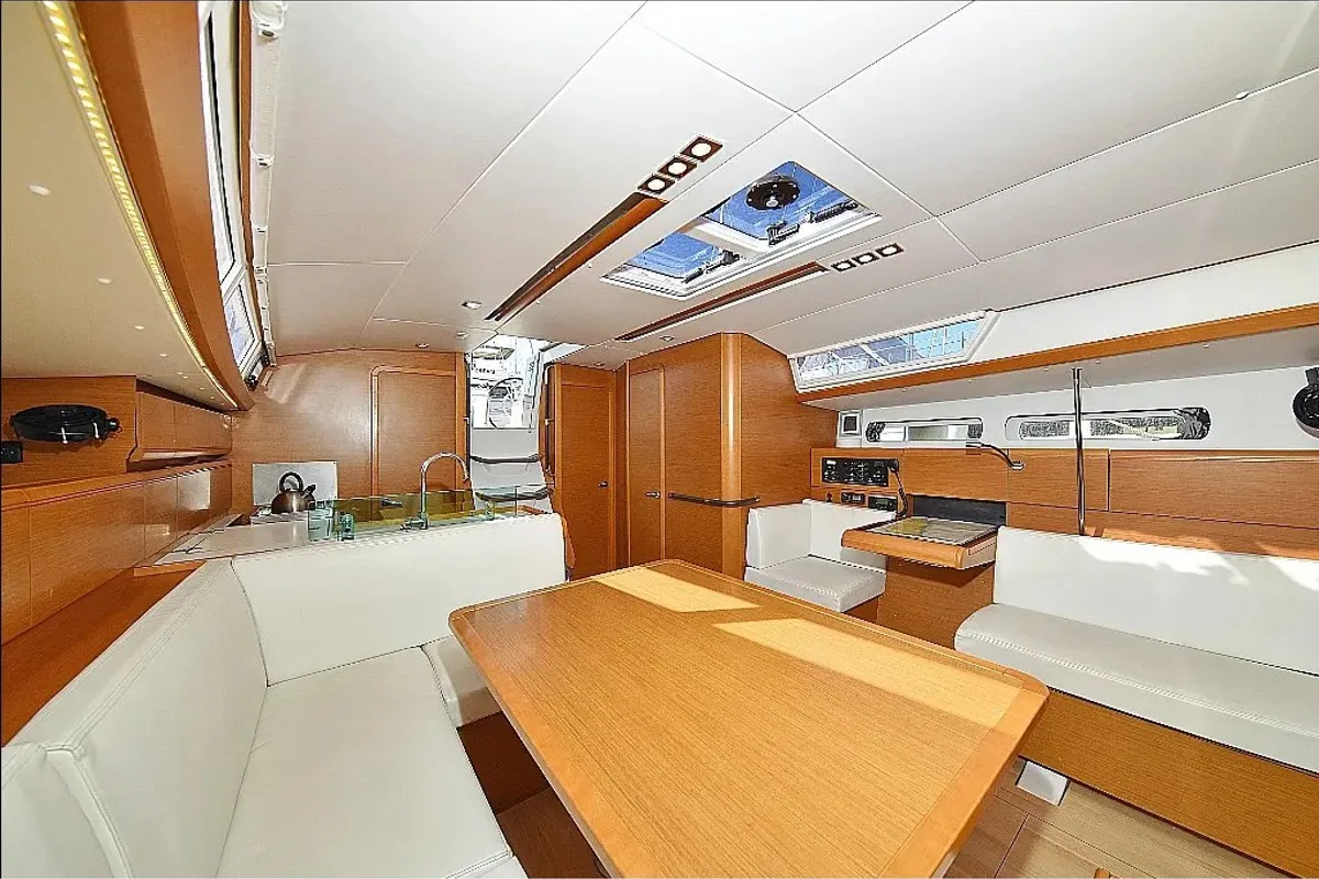 Salon of Canne Bleue, a Jeanneau Sun Odyssey 449 sailboat at Municipal Unit of Rhodes, Greece