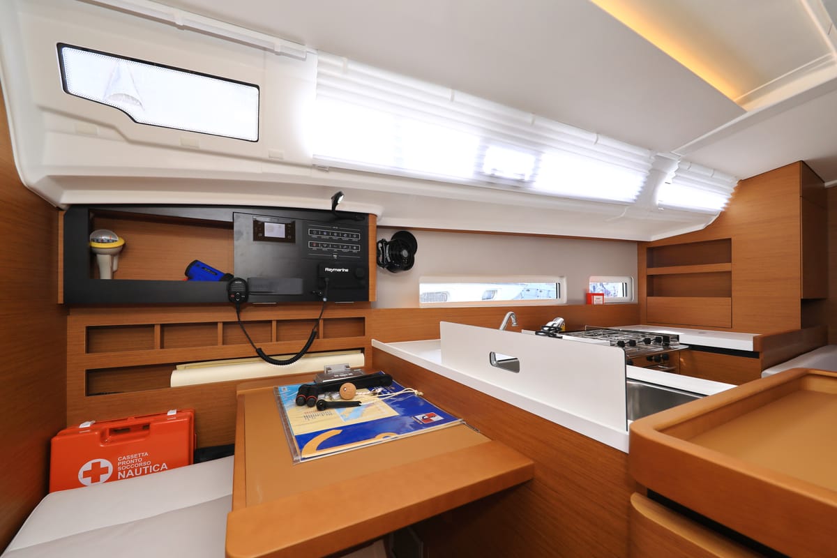Salon of Vague, a Jeanneau Sun Odyssey 410 sailboat at Zadar, Croatia