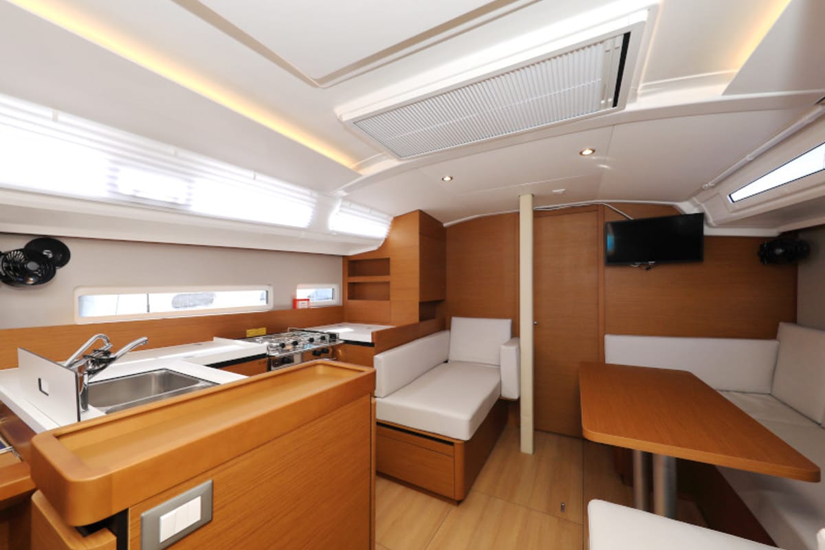Salon of Vague, a Jeanneau Sun Odyssey 410 sailboat at Zadar, Croatia