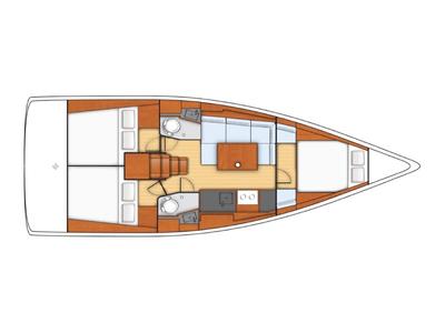 Floor plan of Oceanis 38.1 Classic, a Beneteau Oceanis 38.1 sailboat at Tonnarella, Italy