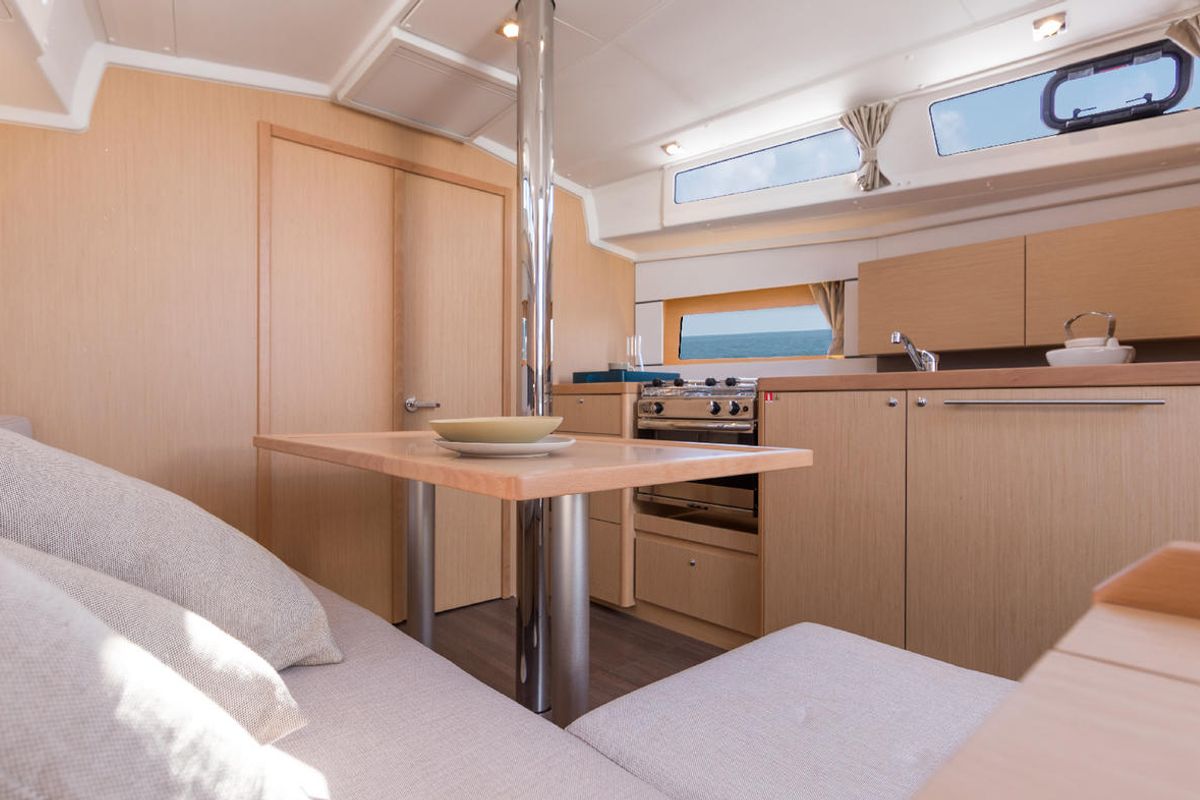 Salon of Oceanis 38.1 Classic, a Beneteau Oceanis 38.1 sailboat at Tonnarella, Italy