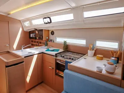 Galley of Borgeri, a Jeanneau Sun Odyssey 410 sailboat at Cecina, Italy