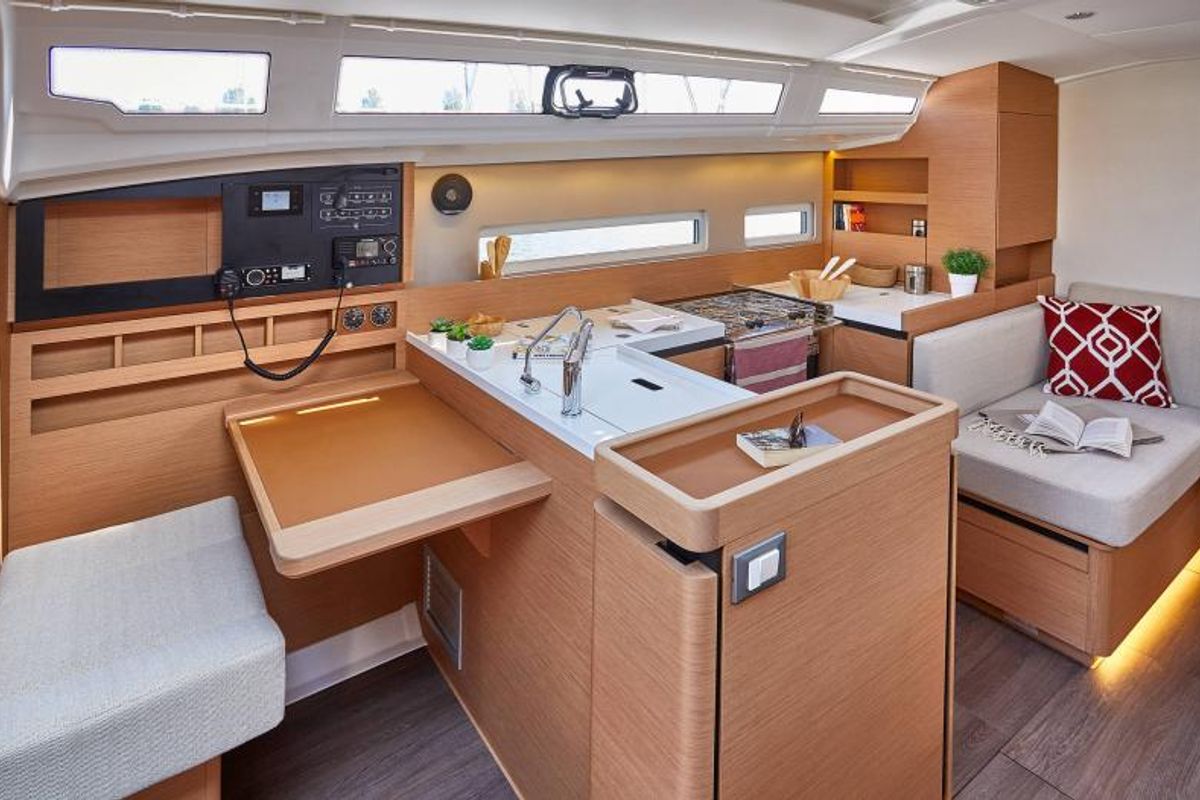 Galley of Borgeri, a Jeanneau Sun Odyssey 410 sailboat at Cecina, Italy