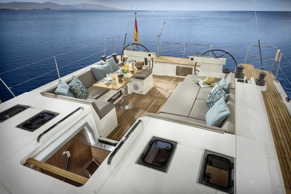 Deck of Vela , a Bavaria C50 sailboat at Volos Municipality, Greece