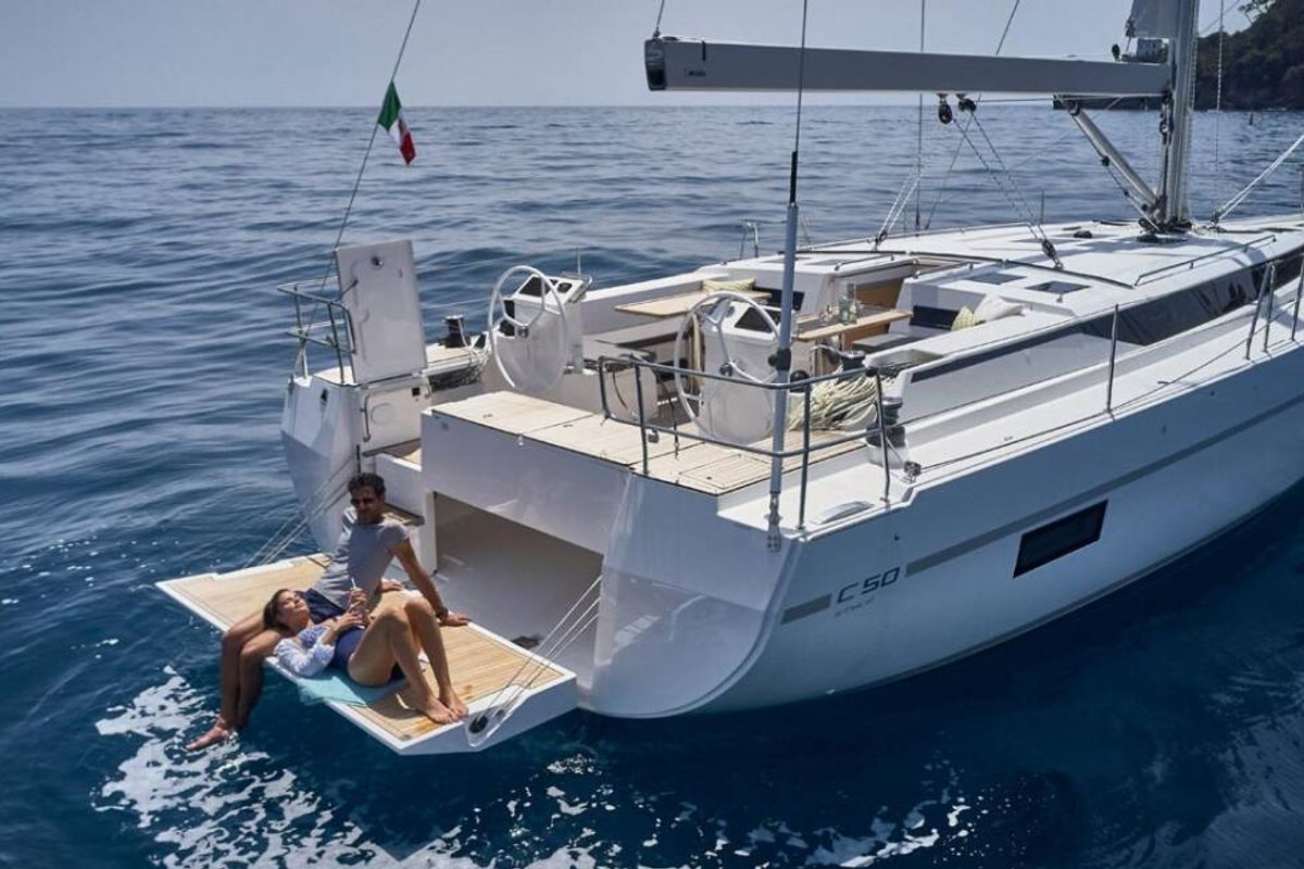 Exterior view of Vela , a Bavaria C50 sailboat at Volos Municipality, Greece