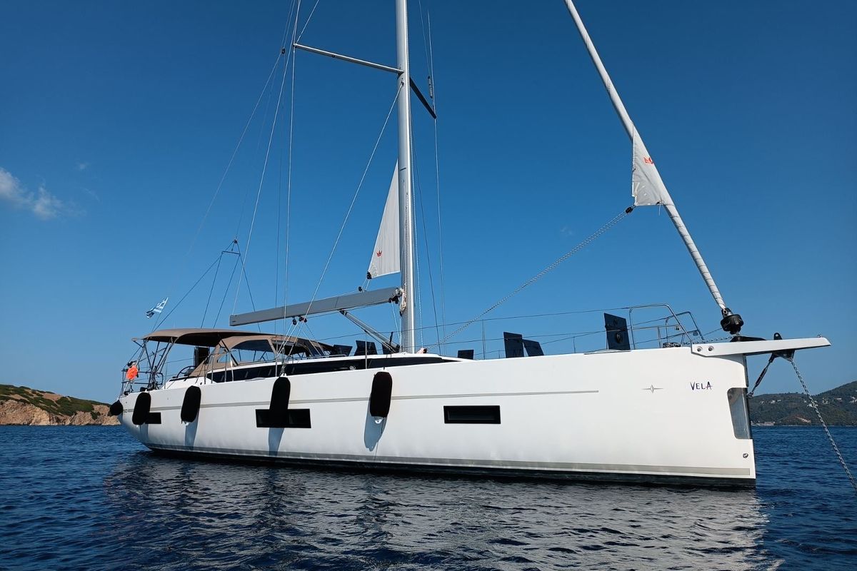 Exterior view of Vela , a Bavaria C50 sailboat at Volos Municipality, Greece