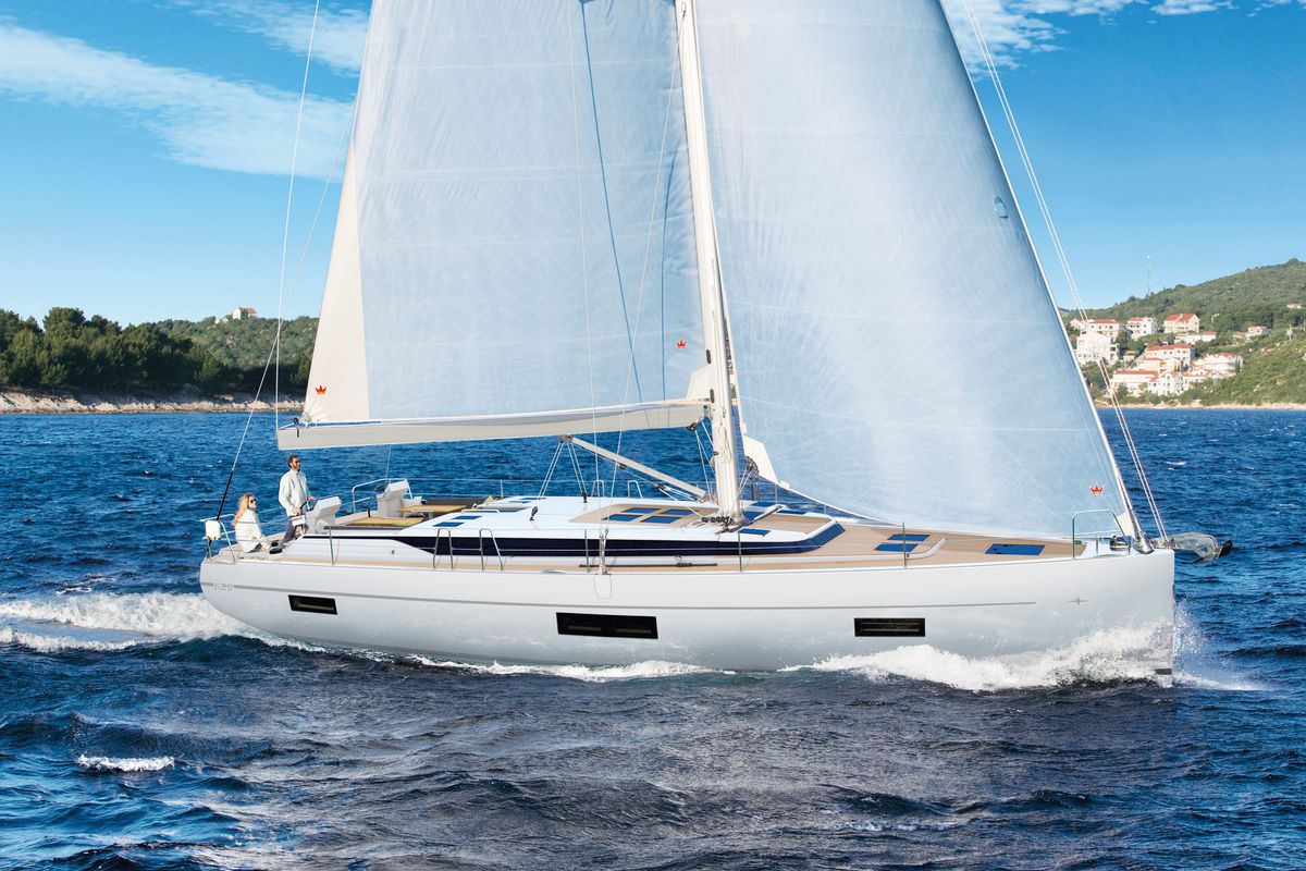 Exterior view of Vela , a Bavaria C50 sailboat at Volos Municipality, Greece