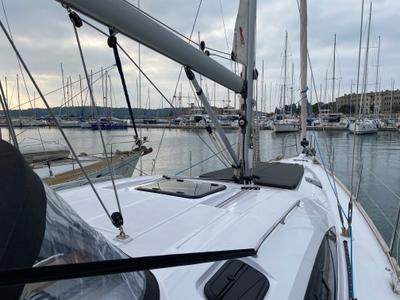 Deck of VIKI, a Elan Impression 45.1 sailboat at Grad Pula, Croatia