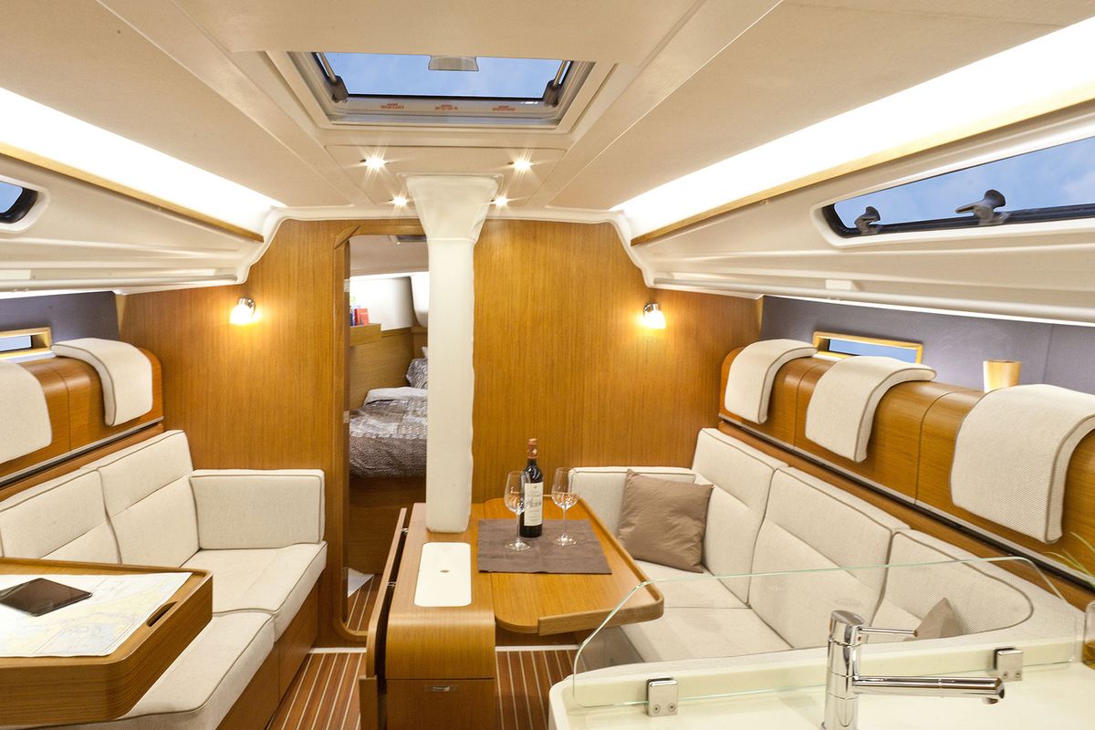 Salon of Redshift, a Dehler 38 sailboat at Grad Biograd na Moru, Croatia
