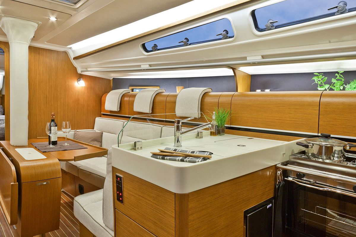 Galley of Redshift, a Dehler 38 sailboat at Grad Biograd na Moru, Croatia