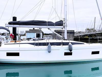 Exterior view of Babe, a Bavaria C38 sailboat at La Rochelle, France