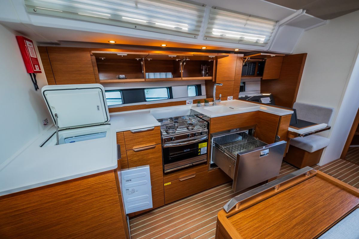Galley of Whistler, a Hanse Yachts Hanse 460 sailboat at Seget Donji, Croatia