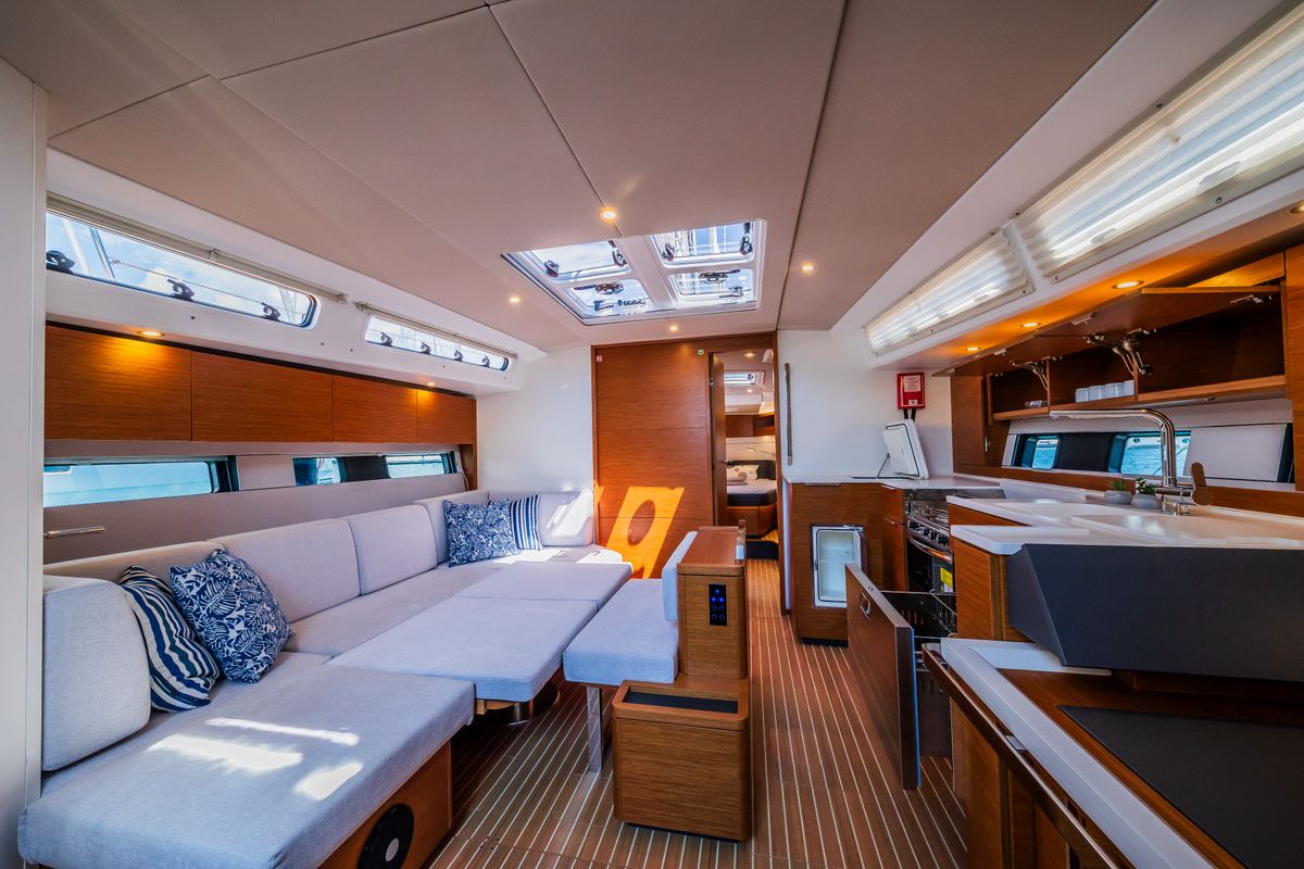 Salon of Whistler, a Hanse Yachts Hanse 460 sailboat at Seget Donji, Croatia