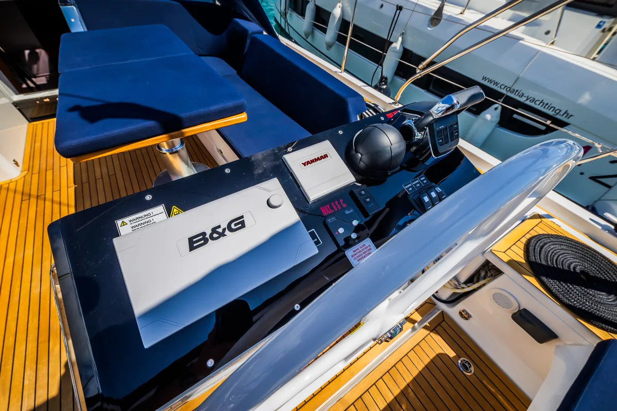Cockpit of Whistler, a Hanse Yachts Hanse 460 sailboat at Seget Donji, Croatia