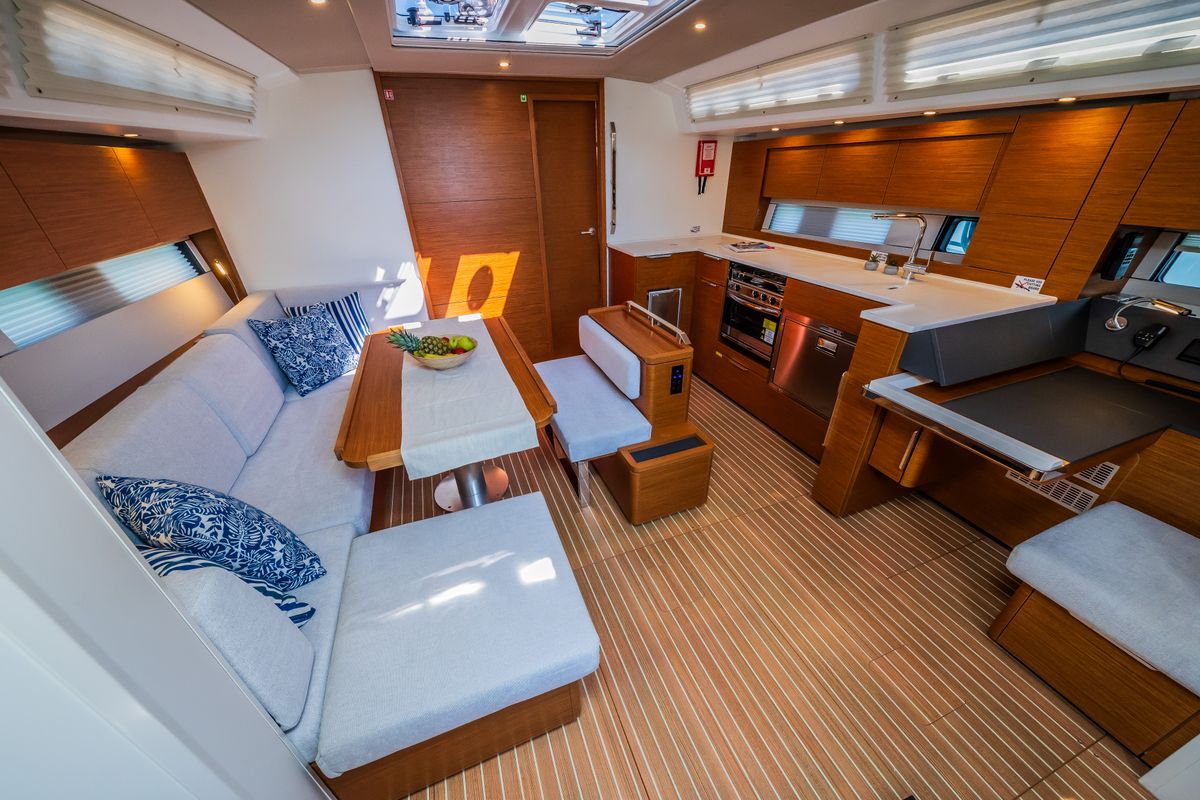 Salon of Whistler, a Hanse Yachts Hanse 460 sailboat at Seget Donji, Croatia