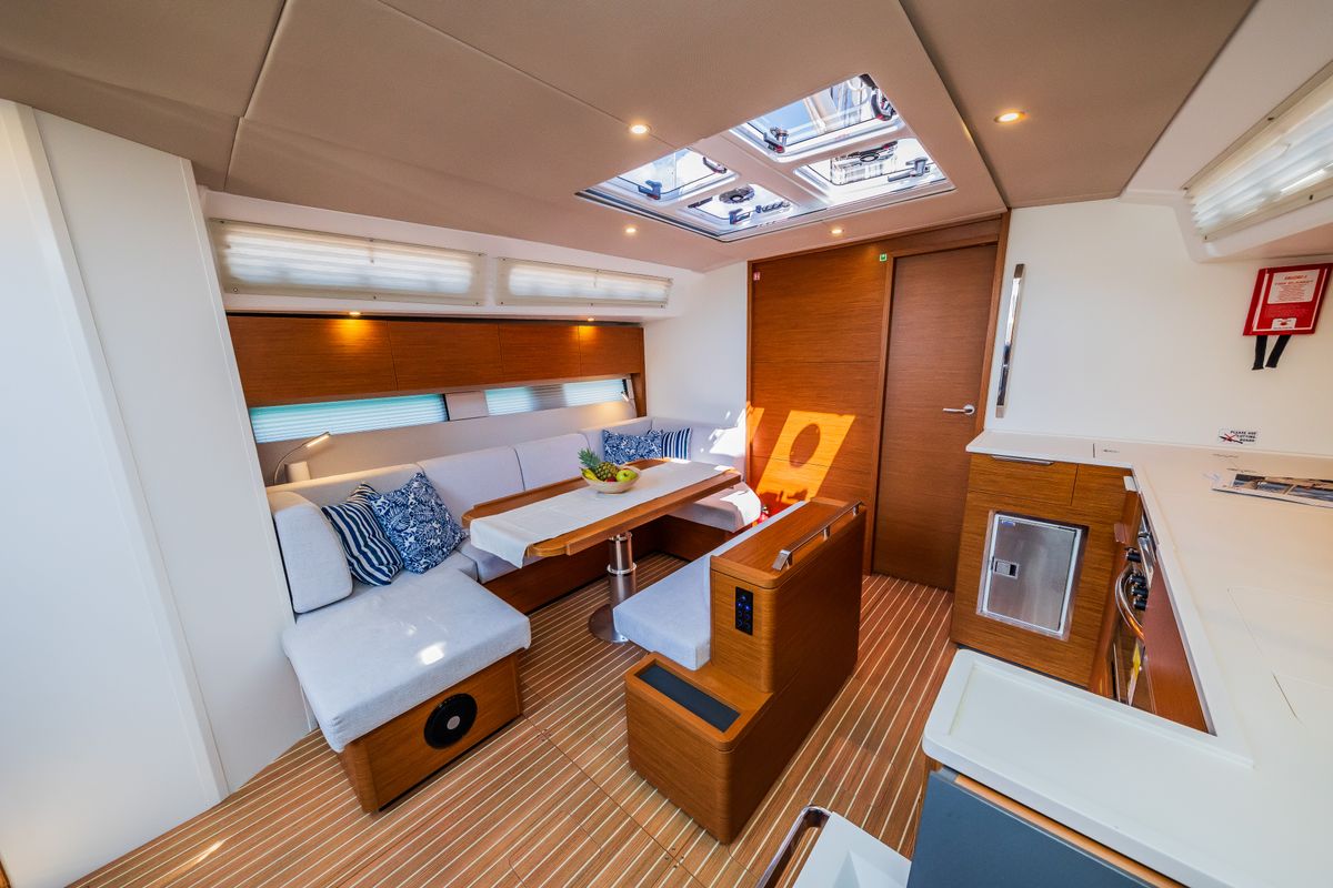 Salon of Whistler, a Hanse Yachts Hanse 460 sailboat at Seget Donji, Croatia