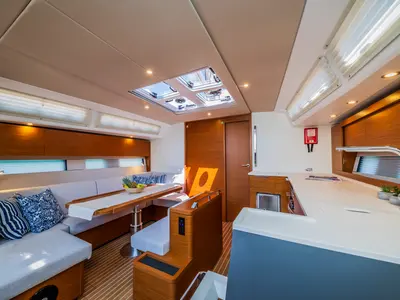 Salon of Whistler, a Hanse Yachts Hanse 460 sailboat at Seget Donji, Croatia