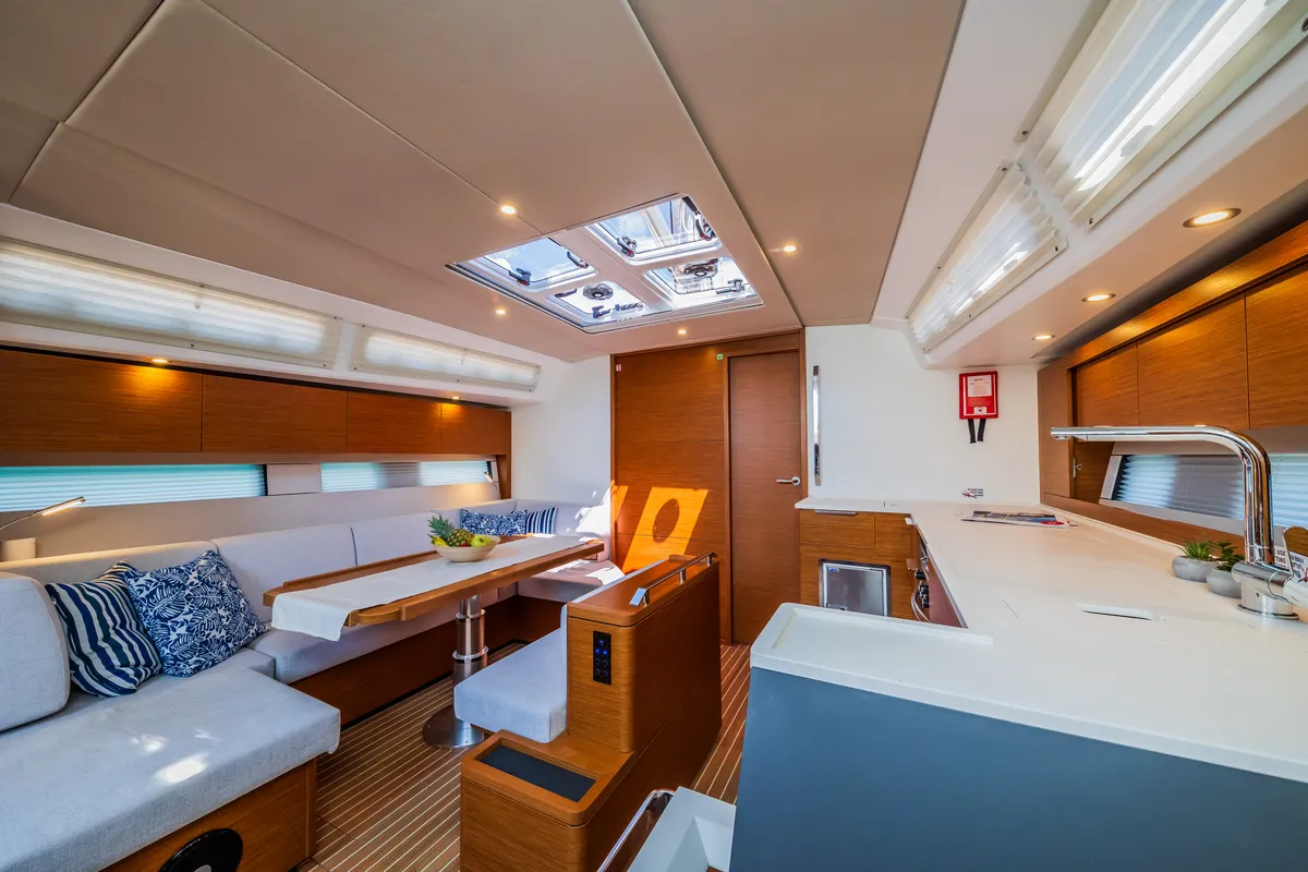 Salon of Whistler, a Hanse Yachts Hanse 460 sailboat at Seget Donji, Croatia