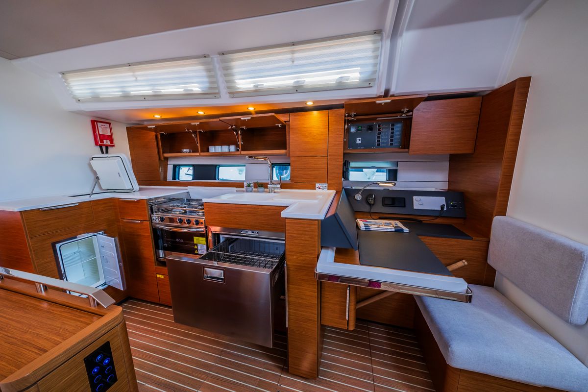 Galley of Whistler, a Hanse Yachts Hanse 460 sailboat at Seget Donji, Croatia