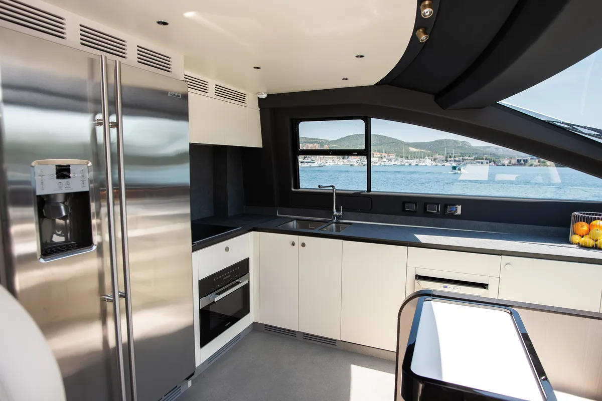 Galley of PREWI, a Azimut 78 Fly yacht at Grad Šibenik, Croatia