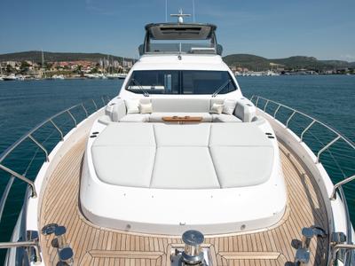 Deck of PREWI, a Azimut 78 Fly yacht at Grad Šibenik, Croatia