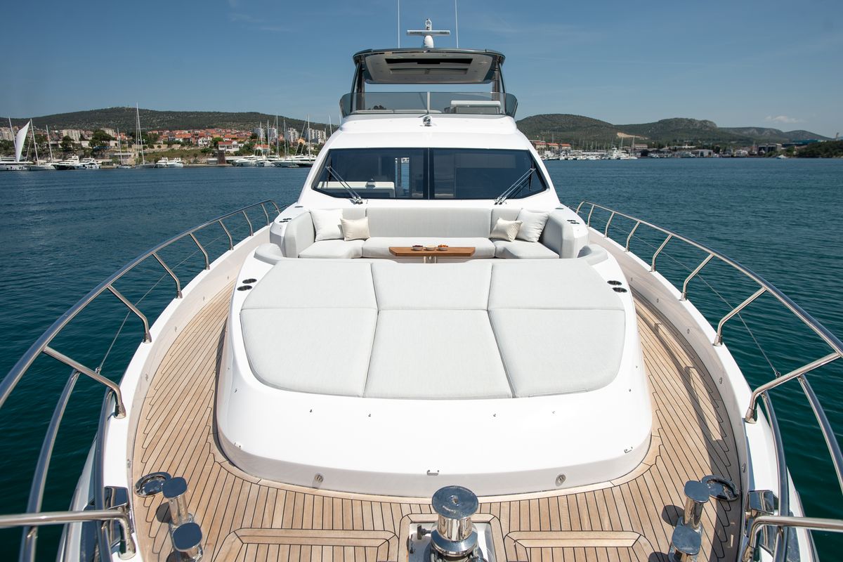 Deck of PREWI, a Azimut 78 Fly yacht at Grad Šibenik, Croatia