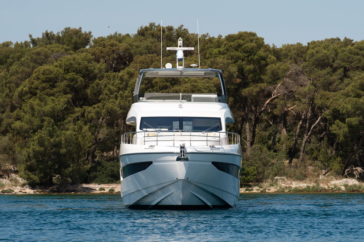 Exterior view of PREWI, a Azimut 78 Fly yacht at Grad Šibenik, Croatia