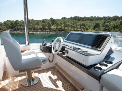 Cockpit of PREWI, a Azimut 78 Fly yacht at Grad Šibenik, Croatia