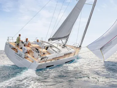 Exterior view of Illusion, a Hanse Yachts Hanse 510 sailboat at Općina Sukošan, Croatia