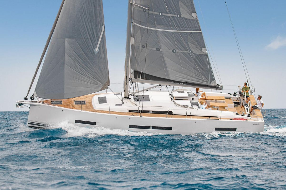 Exterior view of Illusion, a Hanse Yachts Hanse 510 sailboat at Općina Sukošan, Croatia